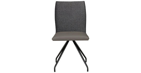 STUHL Flachgewebe Anthrazit, Grau, Schwarz  - Anthrazit/Schwarz, Design, Textil/Metall (49/91/60cm) - Moderano