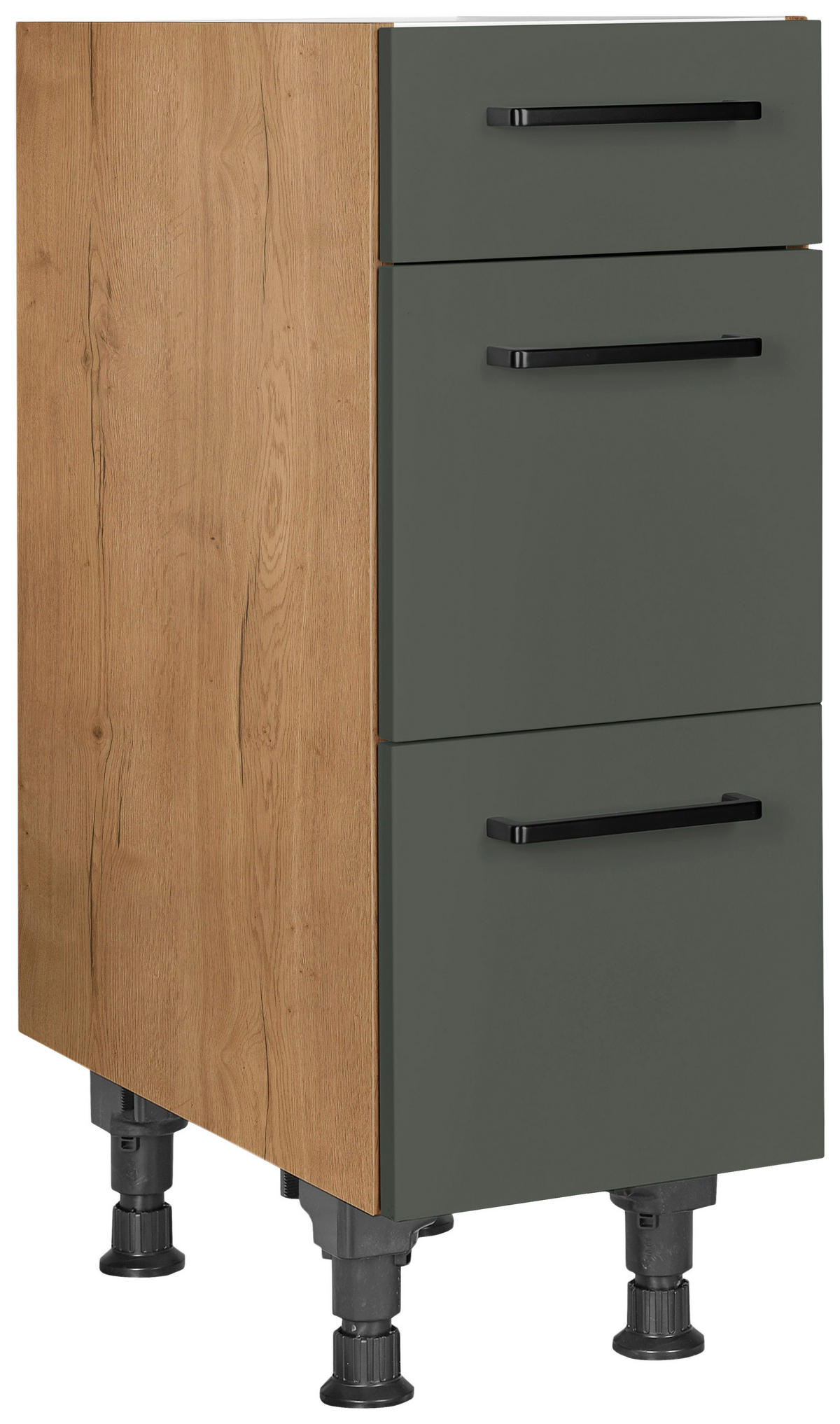 SCHUBKASTENUNTERSCHRANK 30/87/56 cm  in Grün, Eichefarben  - Eichefarben/Schwarz, MODERN, Holzwerkstoff/Metall (30/87/56cm) - Nobilia