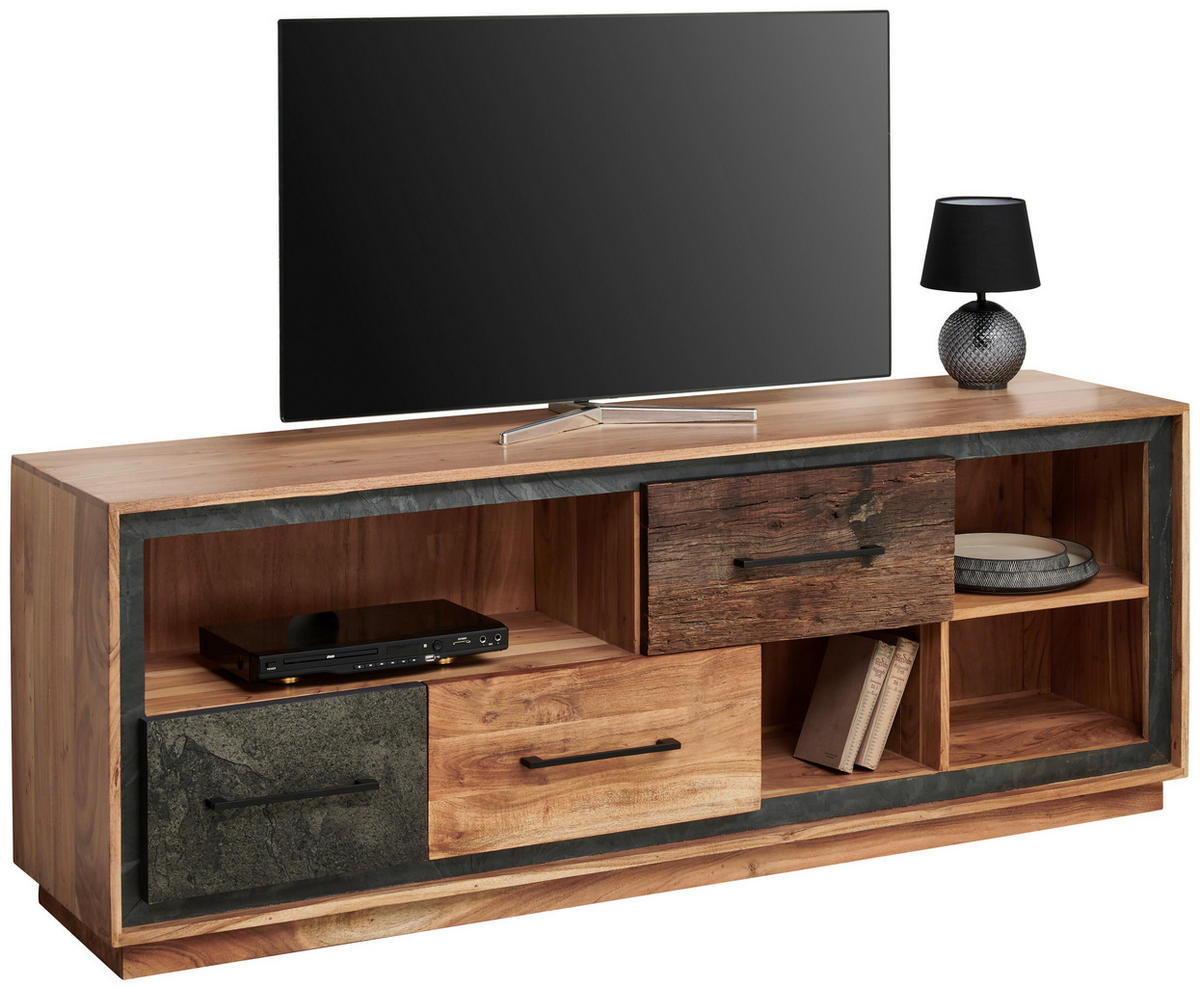 NÍZKA KOMODA, akácia, recyklované drevo, hnedá, farba akácie, tmavosivá, 160/60/40 cm - hnedá/čierna, Trend, kov/drevo (160/60/40cm) - Landscape