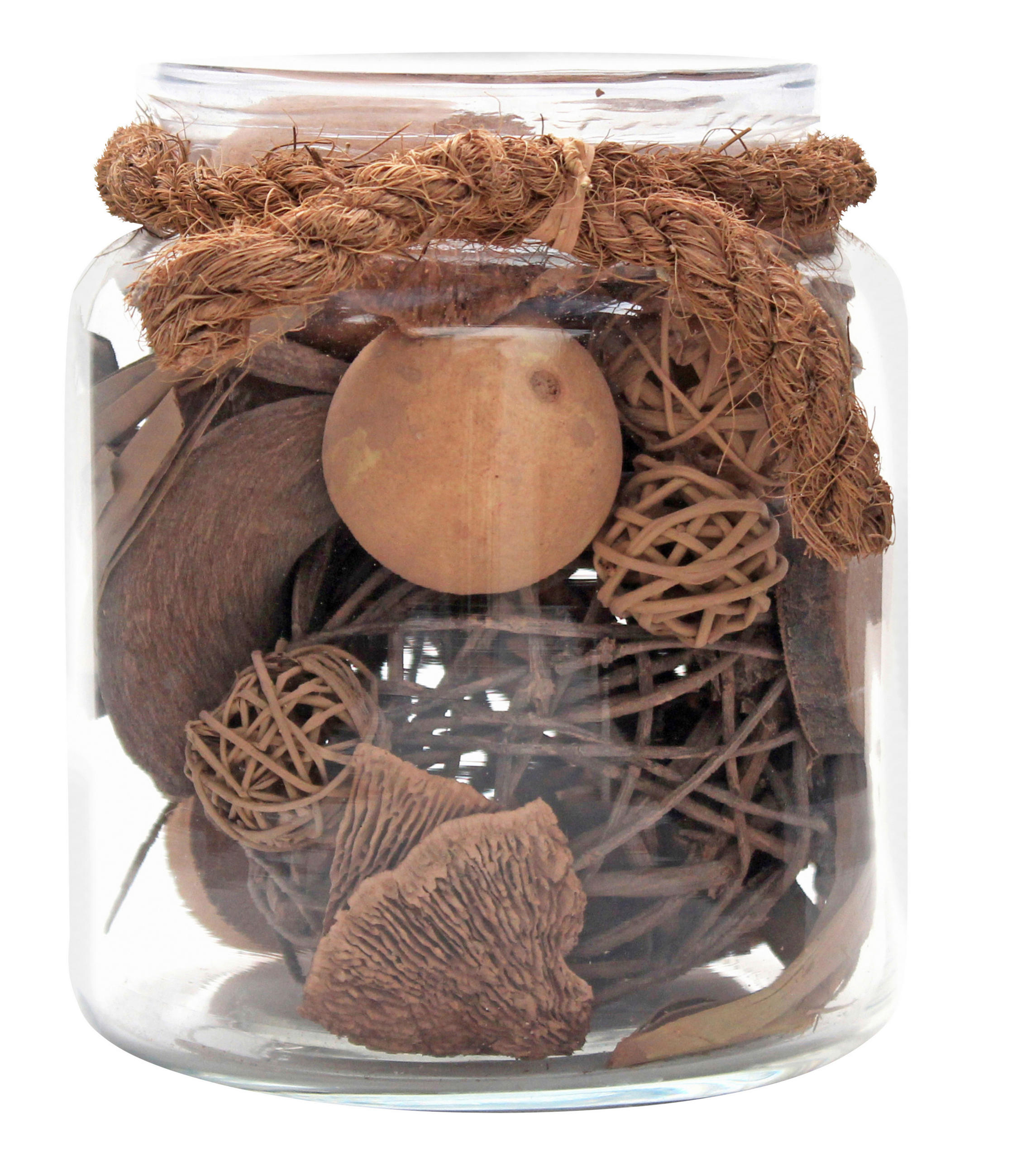 DEKOGLAS 16,5 cm  - Braun, LIFESTYLE, Glas/Naturmaterialien (13,5/16,5/13,5cm) - Kayoom