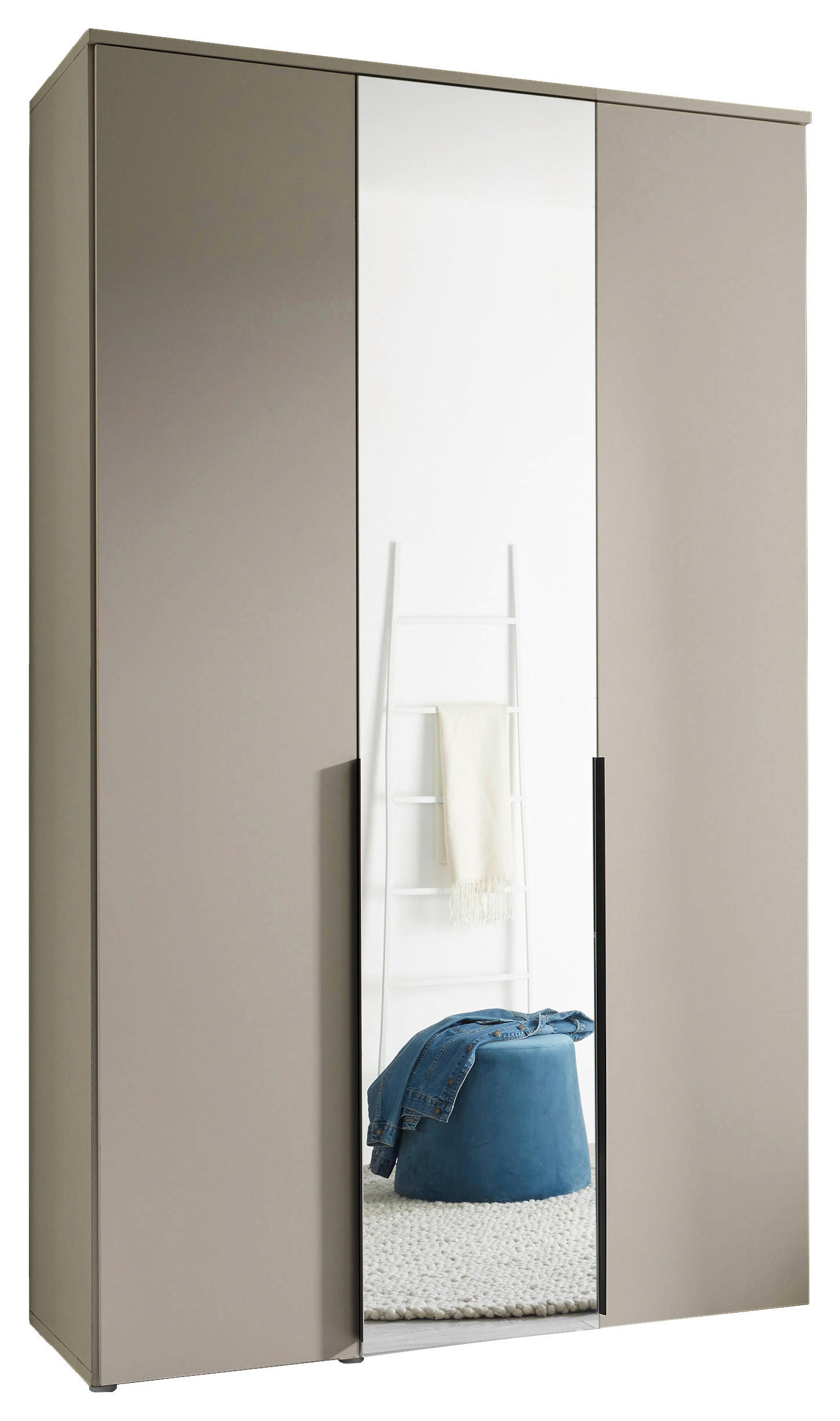 GARDEROB MED GÅNGJÄRNSDÖRRAR 135/225/52 cm kashmir  - svart/kashmir, Modern, trämaterial/glas (135/225/52cm) - Best Price