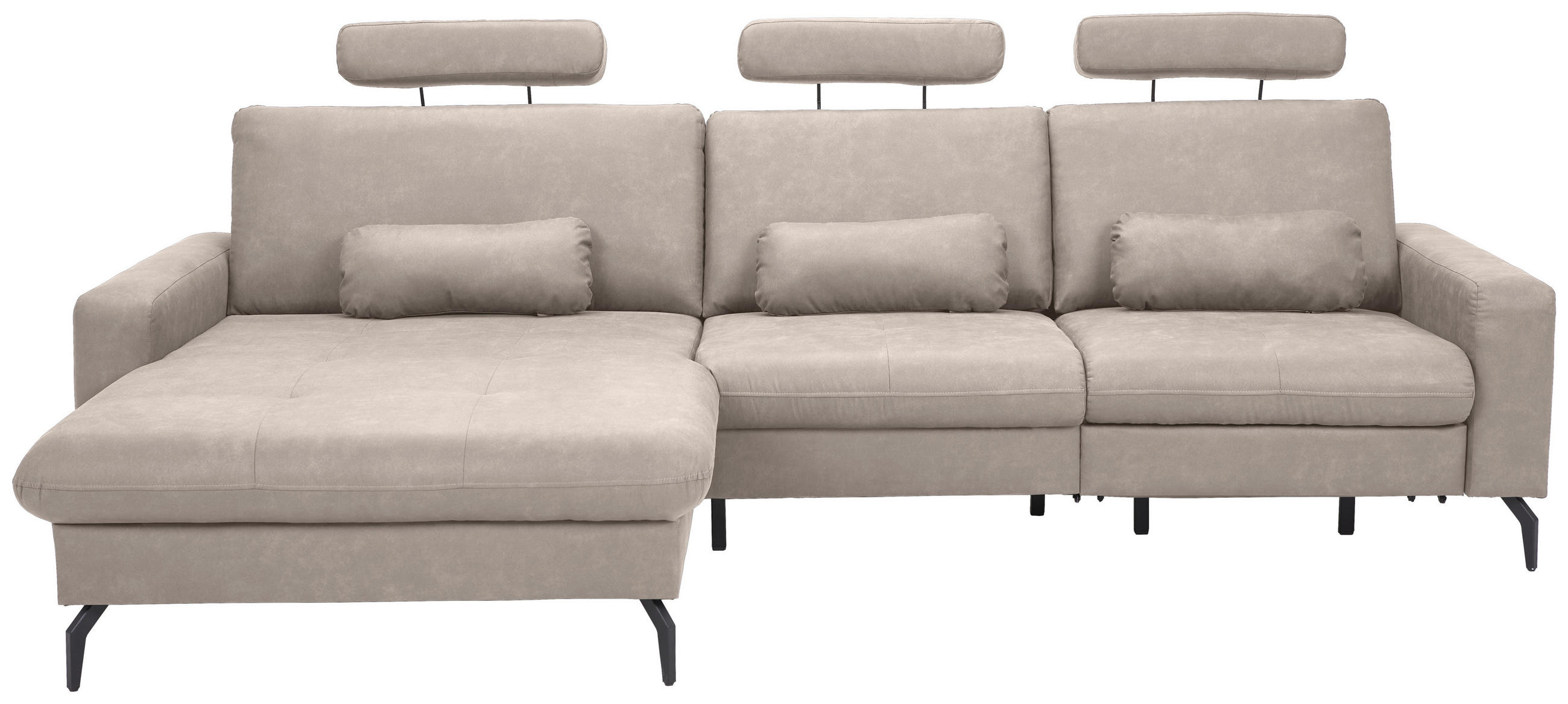 ECKSOFA Grau Mikrofaser  - Schwarz/Grau, KONVENTIONELL, Textil/Metall (180/302cm) - Carryhome