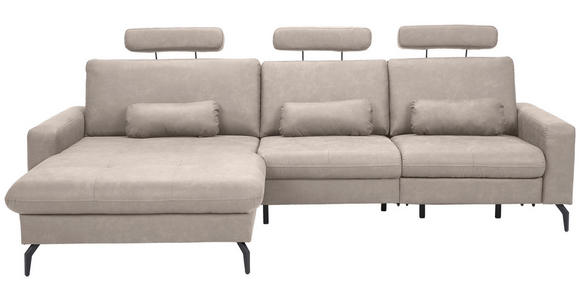 ECKSOFA  in Mikrofaser Grau  180/302 cm  - Schwarz/Grau, KONVENTIONELL, Textil/Metall (180/302cm) - Carryhome