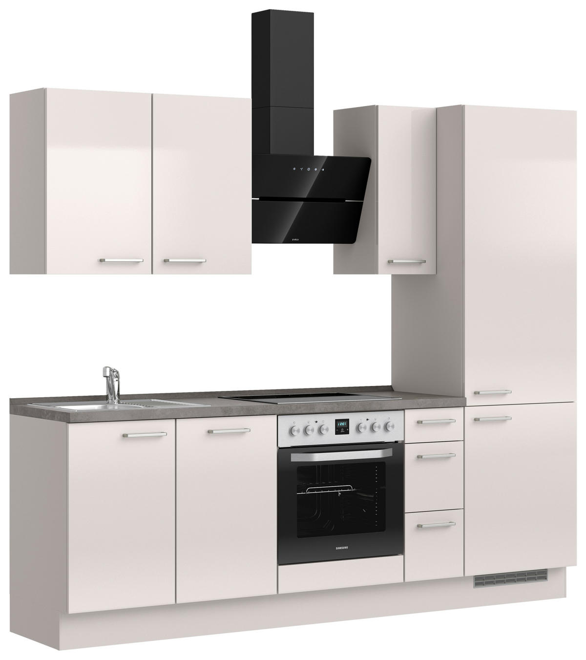 KÜCHENBLOCK Flash 240 cm  in Schieferfarben, Hellgrau  - Schieferfarben/Edelstahlfarben, MODERN, Holzwerkstoff/Metall (240cm) - Nobilia