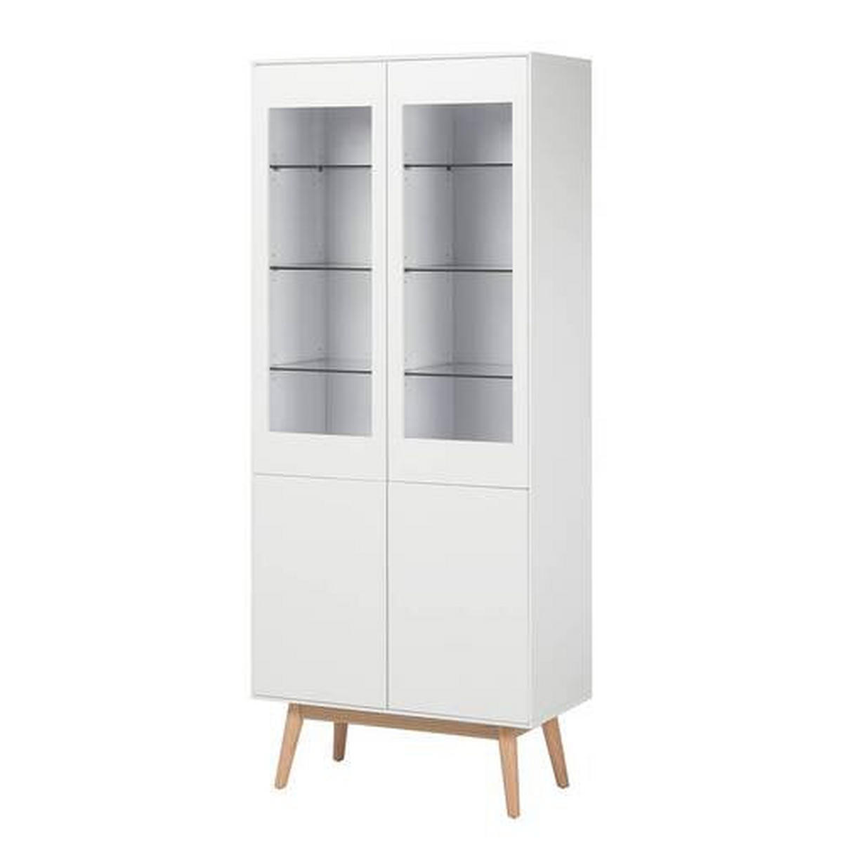 VITRINE in furniert Eiche Naturfarben, Weiss, Eichefarben  - Weiss/Eichefarben, Design, Glas/Holz (80/190/40cm) - home24