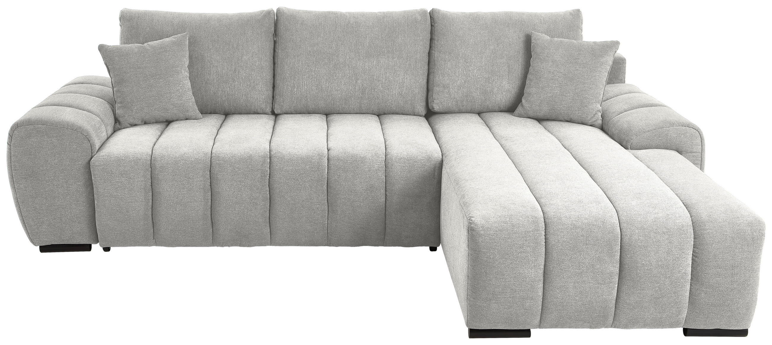 ECKSOFA Hellgrau Flachgewebe  - Hellgrau/Schwarz, KONVENTIONELL, Holz/Textil (275/180cm) - Carryhome