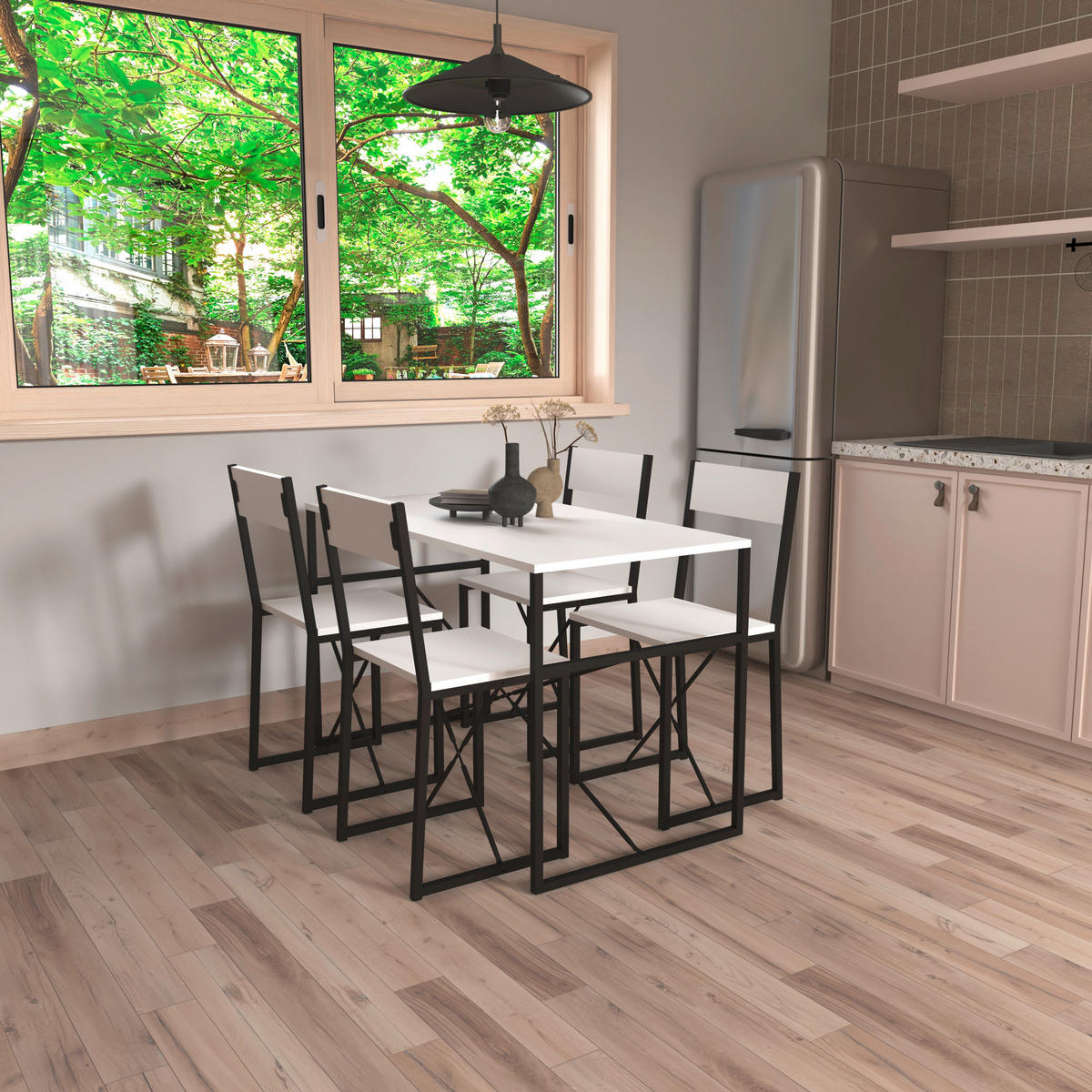 ESSTISCH in Holzwerkstoff 120/52,7/84,7 cm   - Weiss/Schwarz, Design, Holzwerkstoff/Metall (120/52,7/84,7cm) - MID.YOU