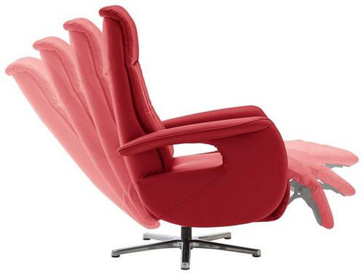 RELAXSESSEL in Leder Rot  - Chromfarben/Rot, Design, Leder/Metall (71/110/83cm) - Beldomo Speed