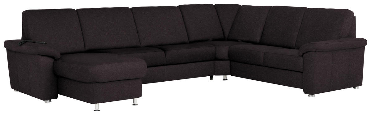 WOHNLANDSCHAFT in Flachgewebe Anthrazit  - Chromfarben/Anthrazit, KONVENTIONELL, Textil/Metall (163/336/240cm) - Beldomo System