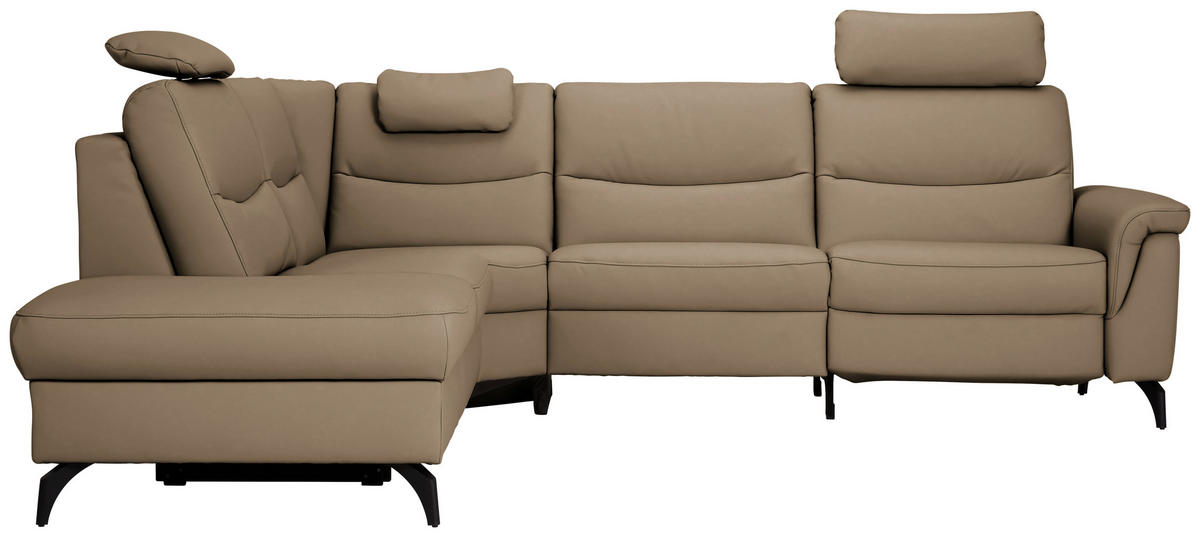 ECKSOFA  in Echtleder Cappuccino  249/280 cm  - Anthrazit/Cappuccino, Design, Leder/Metall (249/280cm) - Himolla Komfortklass