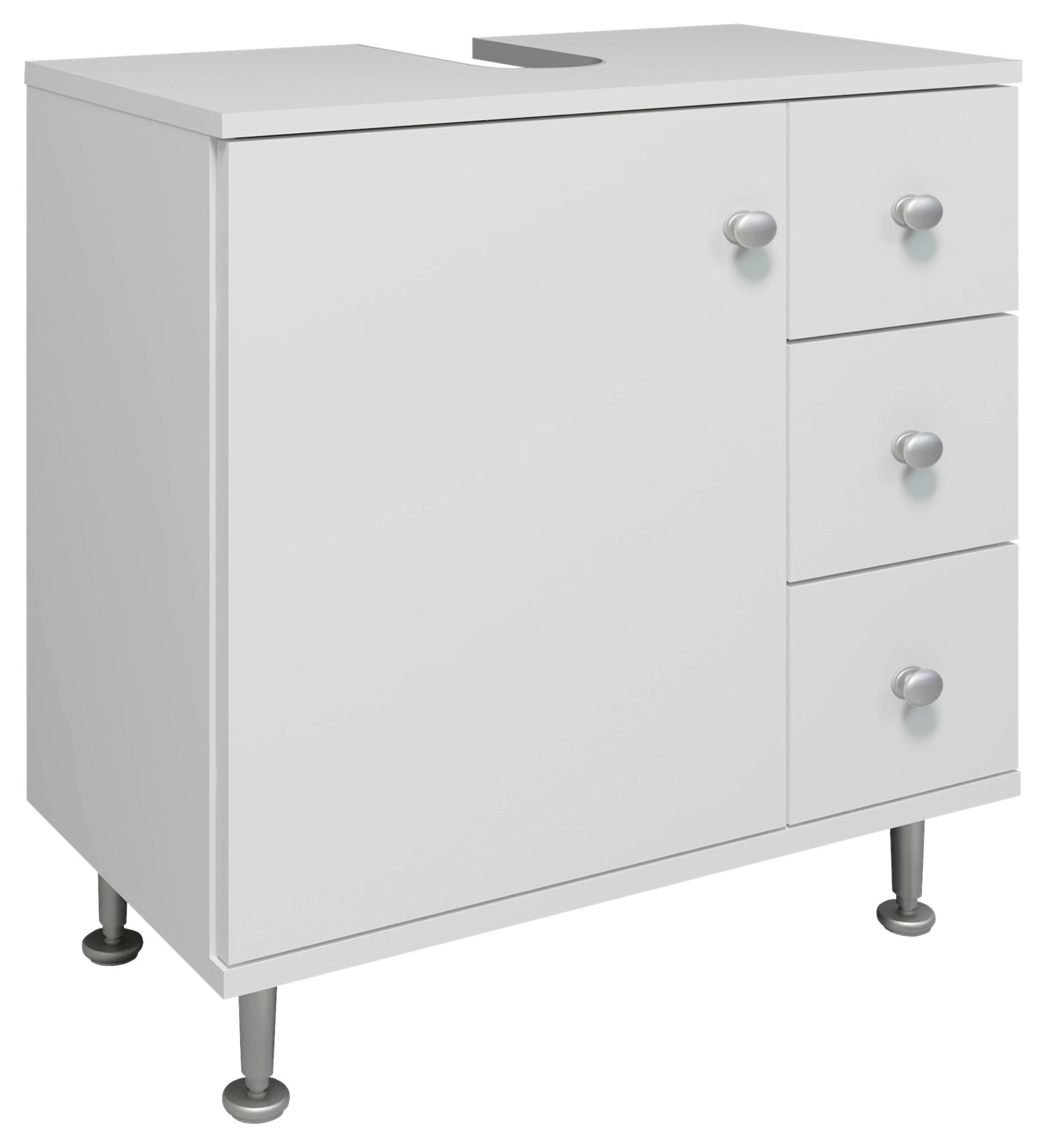 WASCHBECKENUNTERSCHRANK 60/61/33 cm  - Silberfarben/Weiß, MODERN, Holzwerkstoff/Kunststoff (60/61/33cm) - MID.YOU
