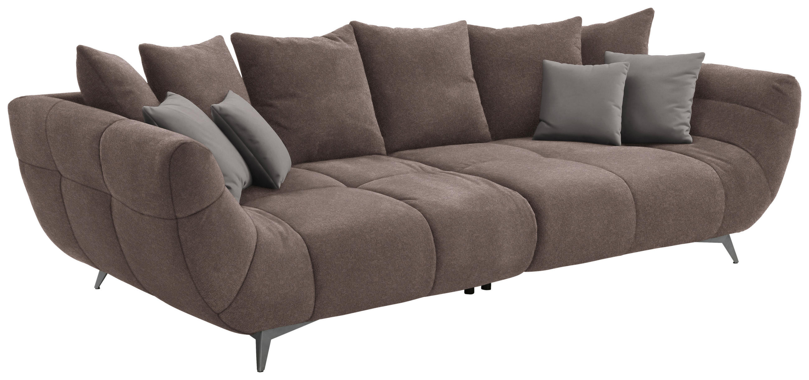 BIGSOFA Webstoff Taupe  - Taupe/Edelstahlfarben, LIFESTYLE, Textil/Metall (300/95/133cm) - Hom`in
