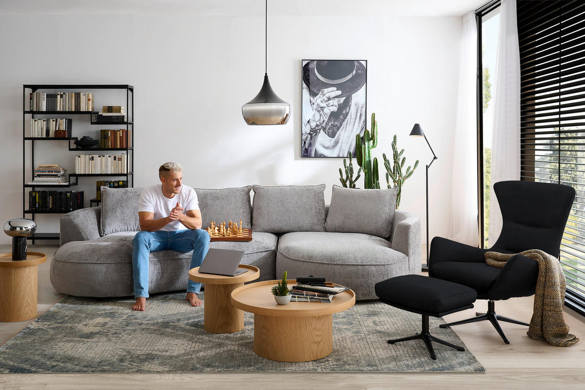 OHRENSESSEL in Schwarz  - Schwarz, Design, Leder/Metall (84/104/96cm) - home24