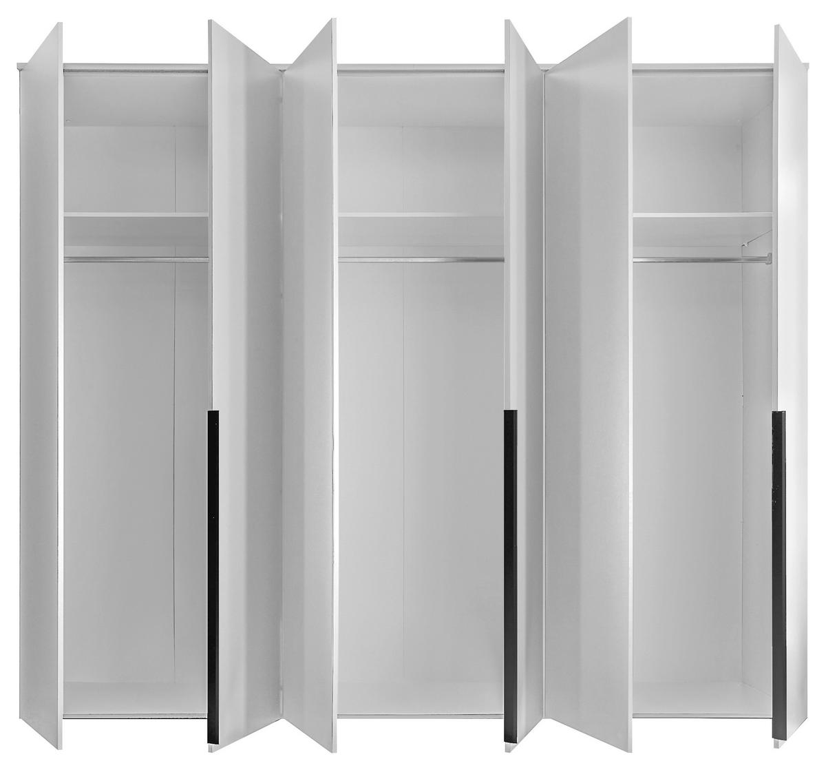 DREHTÜRENSCHRANK 270/225/52 cm,  in Weiß, 6-türig  - Schwarz/Weiß, MODERN, Holzwerkstoff/Kunststoff (270/225/52cm) - MID.YOU