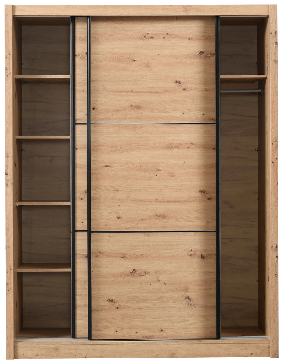 SCHIEBETÜRENSCHRANK 166/215,5/60 cm 2-türig Eiche Artisan  - Schwarz/Eiche Artisan, Basics, Holzwerkstoff/Metall (166/215,5/60cm) - Xora