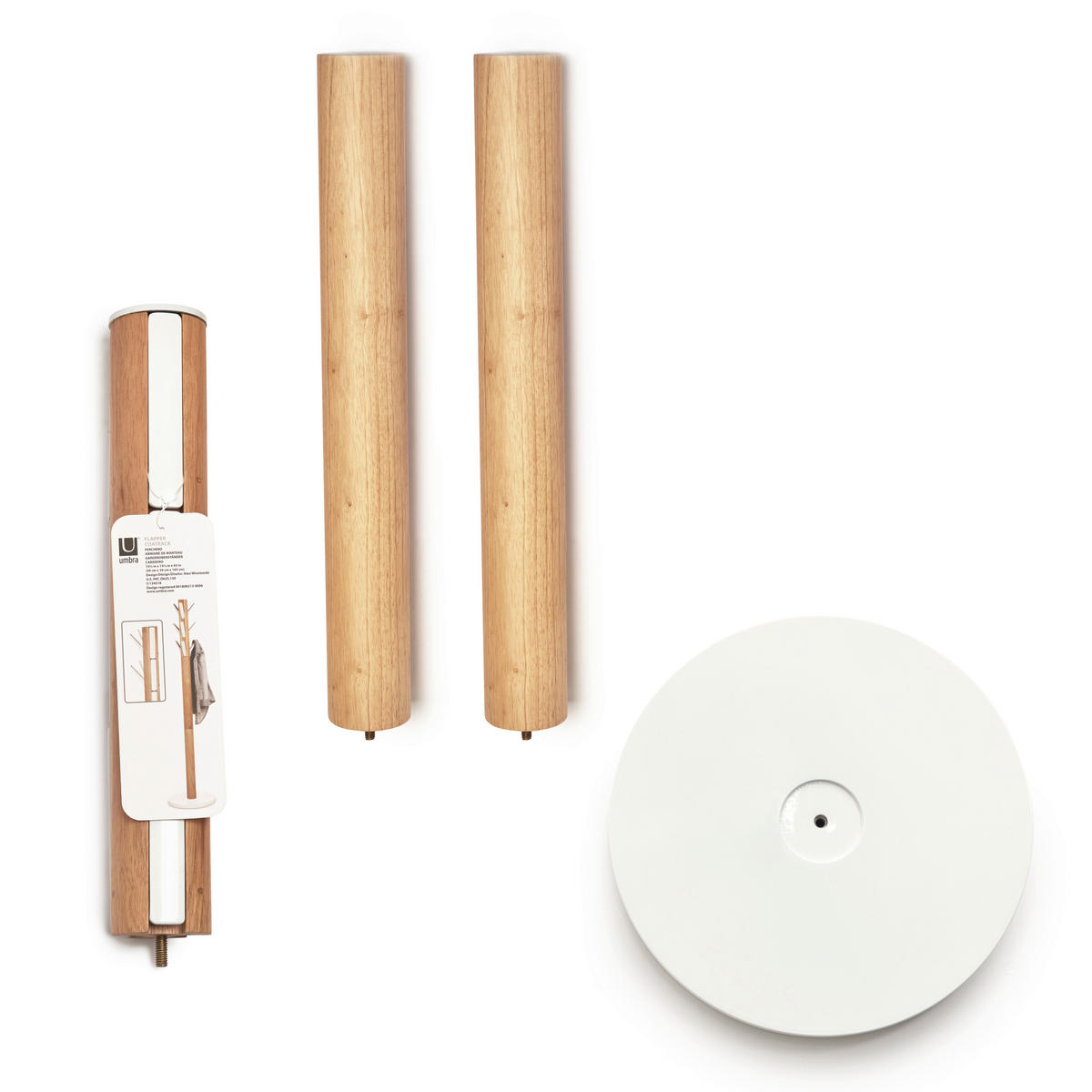 ŠATNÍ STOJAN - bílá/přírodní barvy, Basics, dřevo (40/168/40cm) - Umbra