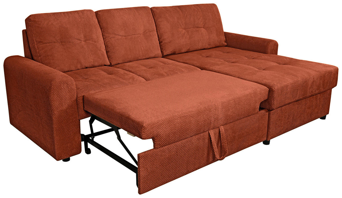 ECKSOFA Rostfarben Chenille  - Rostfarben/Schwarz, KONVENTIONELL, Kunststoff/Textil (232/153cm) - Carryhome