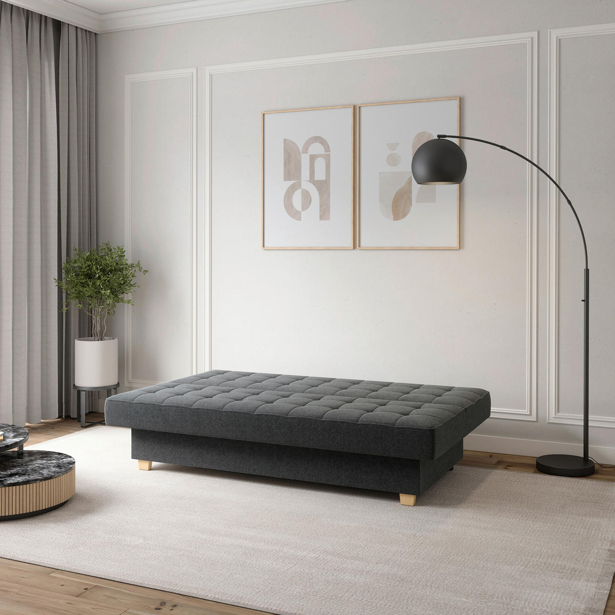SCHLAFSOFA Grau  - Grau, Design, Holzwerkstoff/Kunststoff (192/92/95cm) - MID.YOU