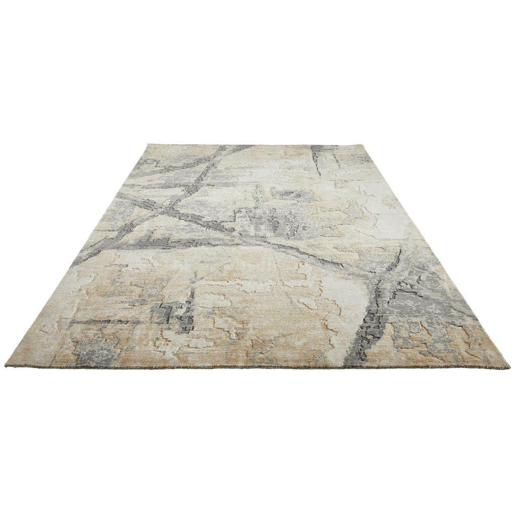 Thumbnail - Cazaris Orientteppich, Beige, Kunststoff, Textil, Abstraktes, rechteckig, 140x195 cm, Handmade in India, für Fußbodenhei...