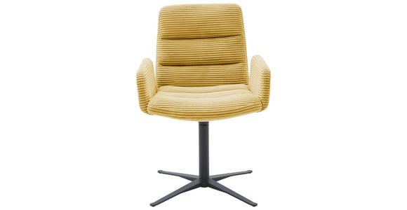 ARMLEHNSTUHL in Cord - Gelb/Schwarz, Design, Textil/Metall (61/88/66cm) - Dieter Knoll