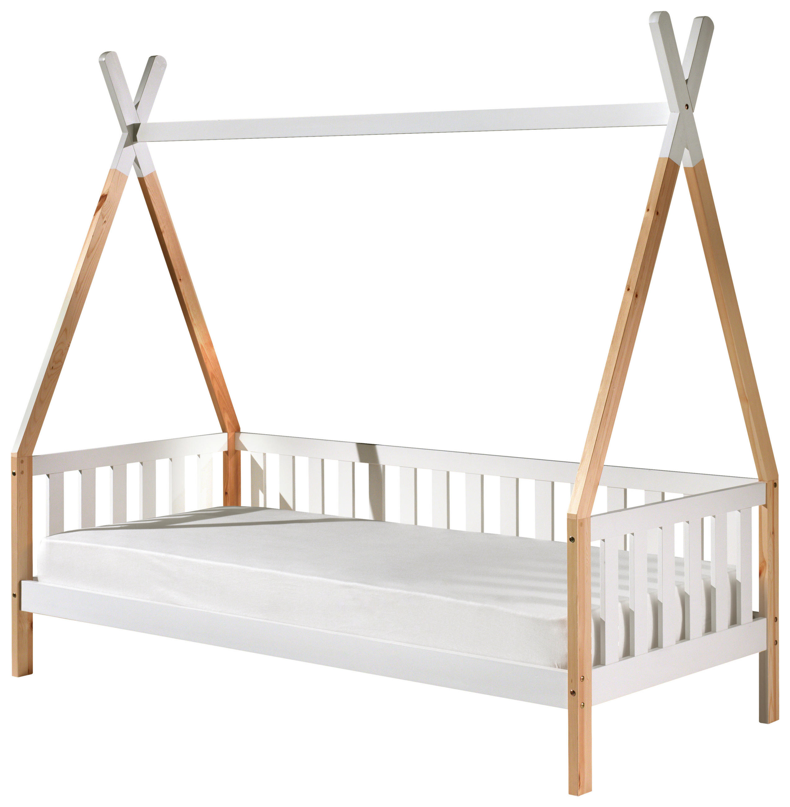 DĚTSKÁ POSTEL SE STŘÍŠKOU, 90/200 cm bílá, barvy borovice - barvy borovice/bílá, Moderní, dřevo (90/200cm) - MID.YOU