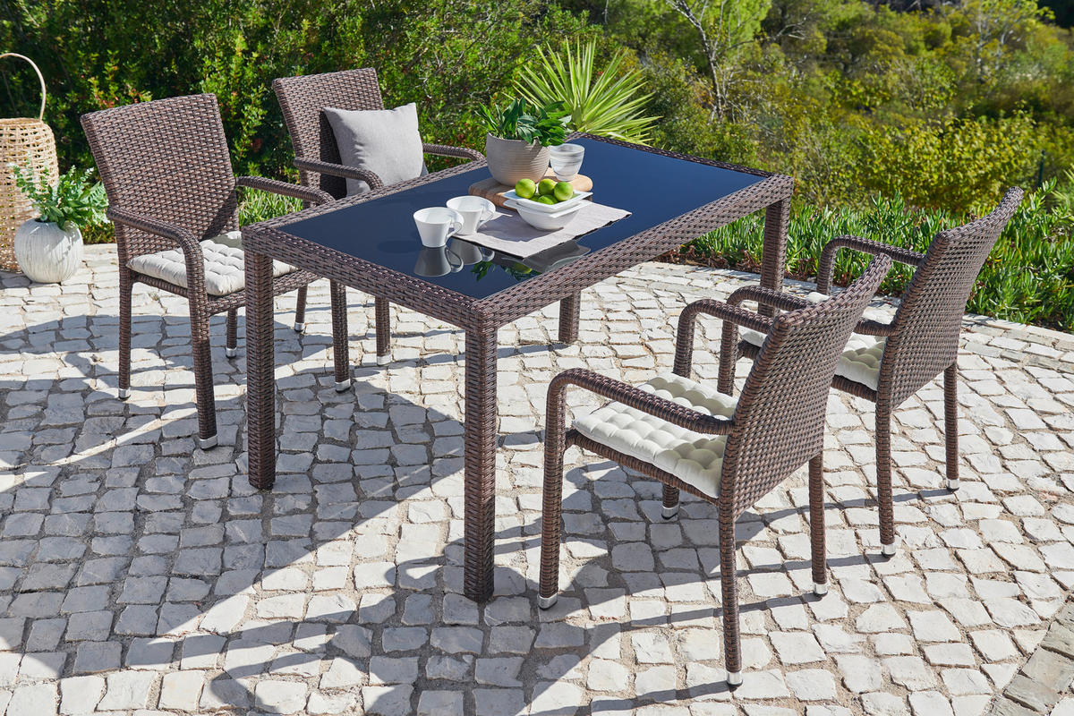 STOL  aluminij rjava, bež  - bež/rjava, Basics, kovina/umetna masa (61/88/58cm) - Ambia Garden