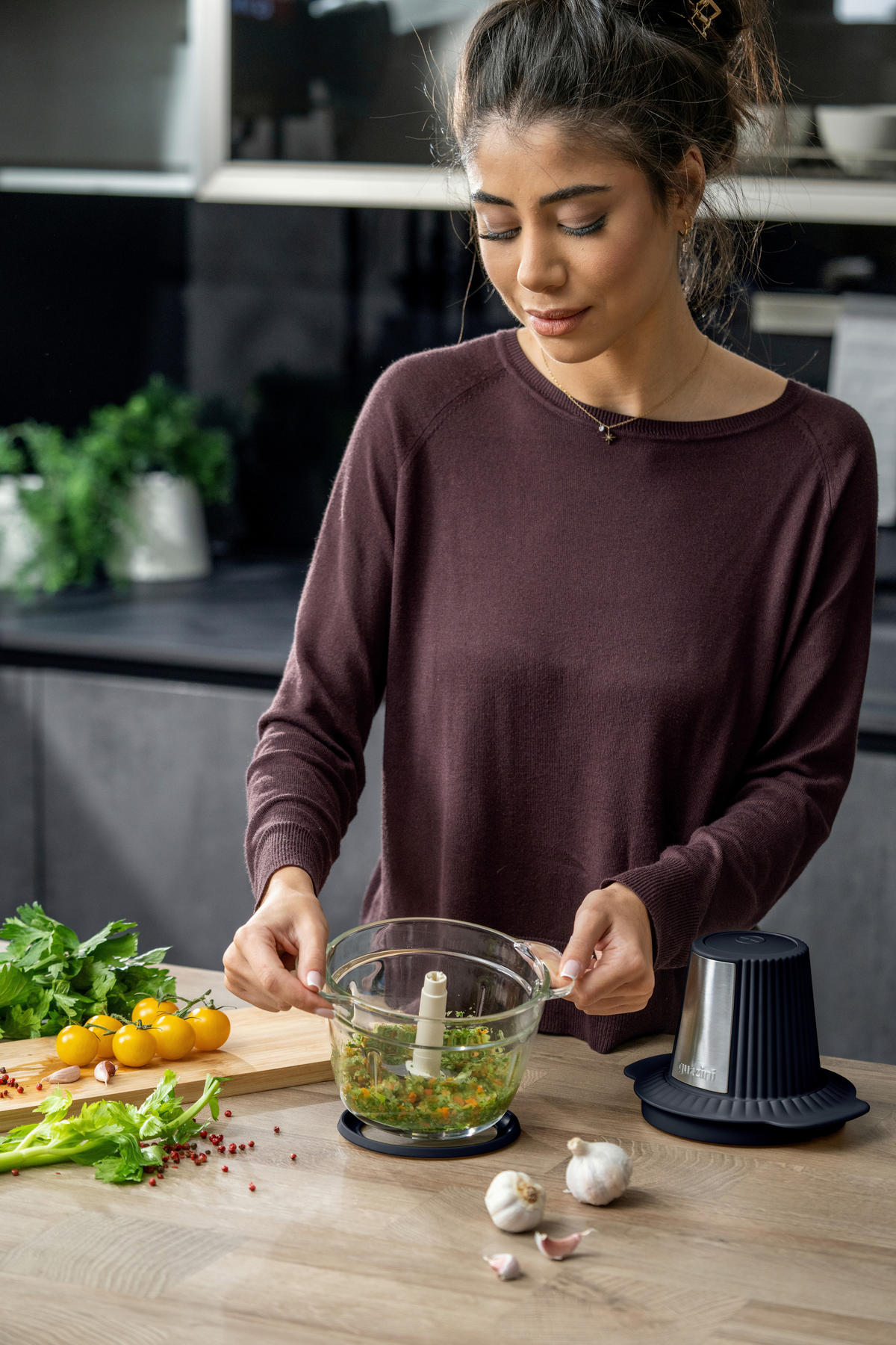 UNIVERSALZERKLEINERER Sous Chef  - Anthrazit, Basics, Glas/Kunststoff (1l) - GUZZINI