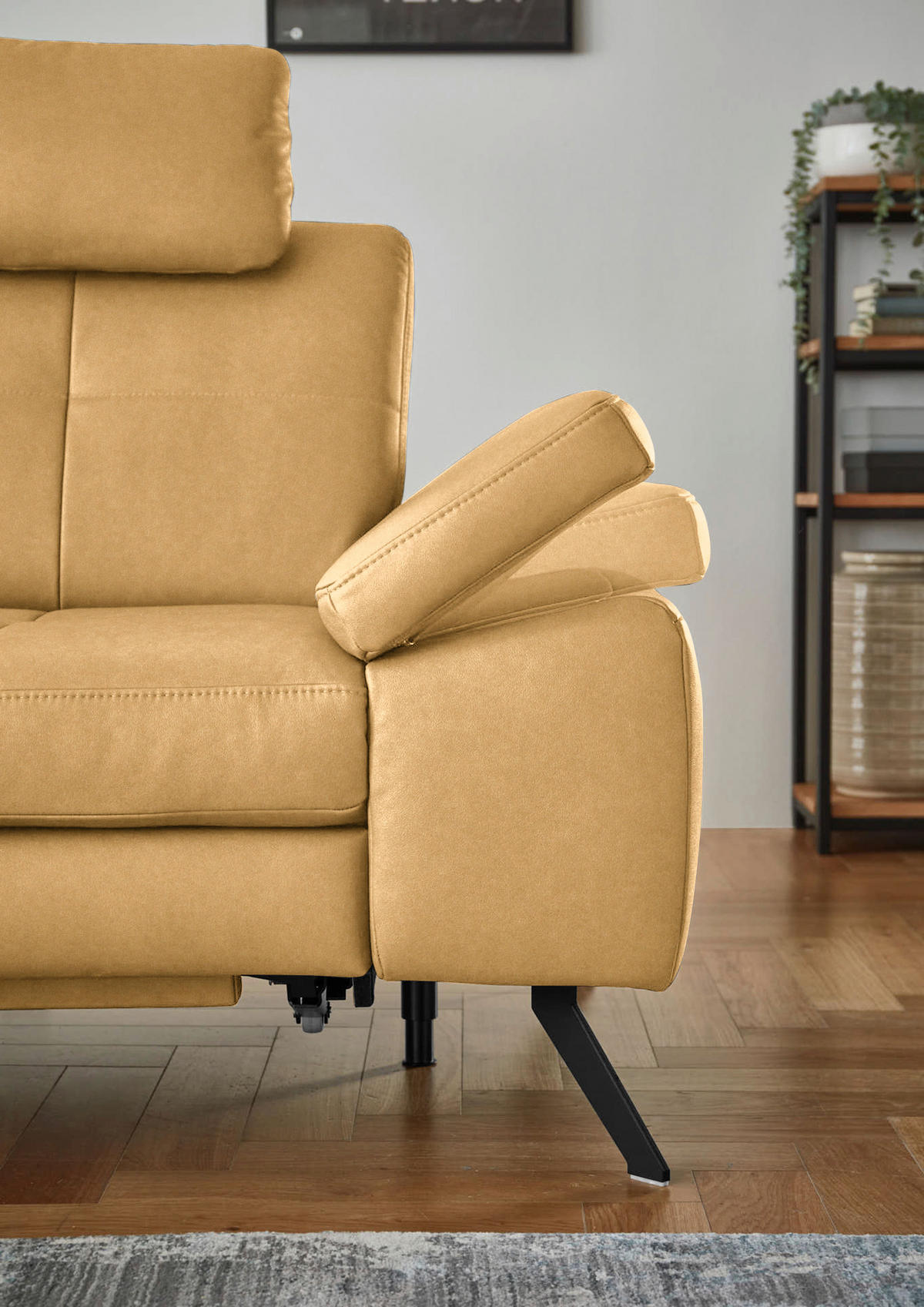ECKSOFA in Lederlook, Mikrofaser Gelb  - Gelb/Schwarz, Design, Textil/Metall (194/261cm) - Beldomo System