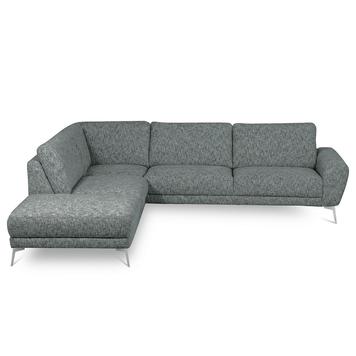 ECKSOFA  Webstoff Anthrazit  - Chromfarben/Anthrazit, Design, Textil/Metall (250/273cm) - Livetastic