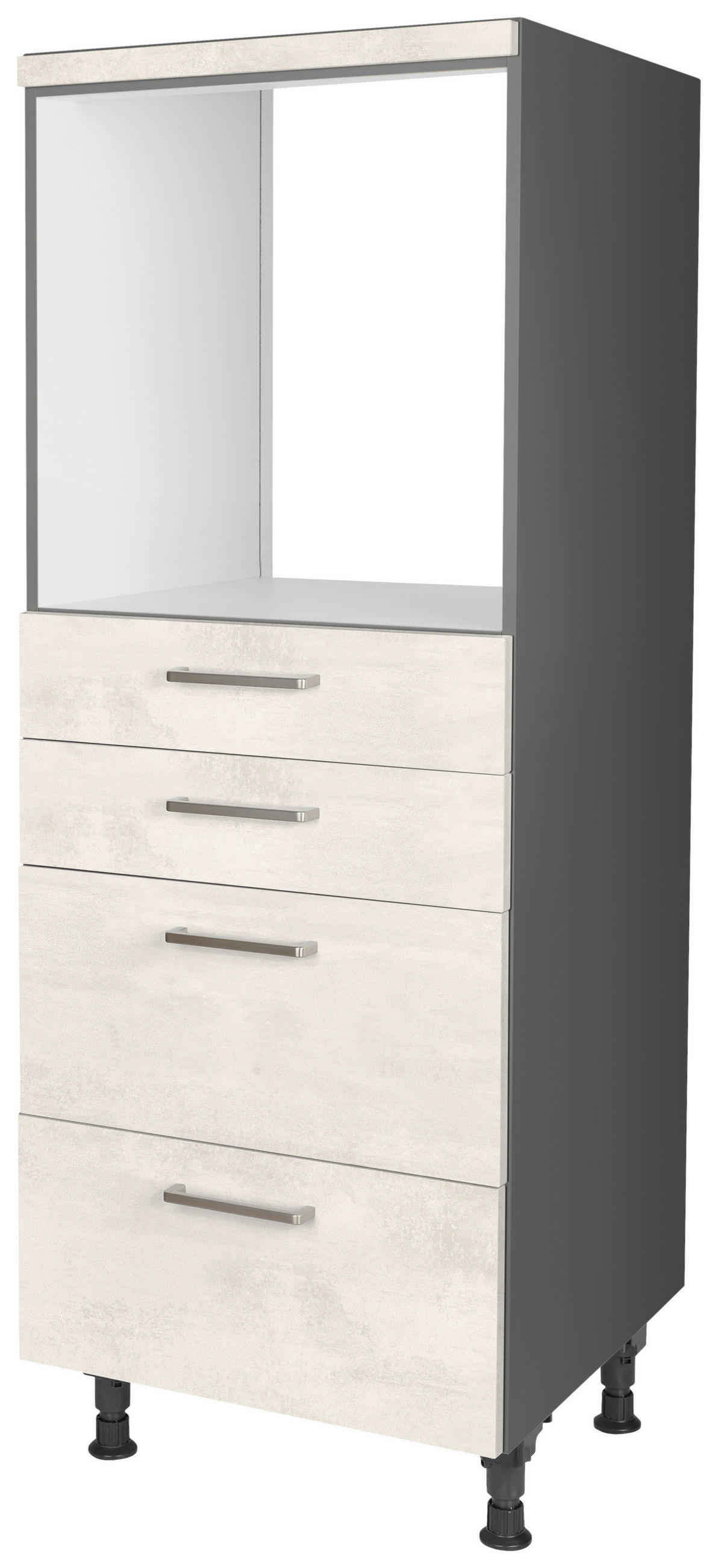 GERÄTEUMBAUSCHRANK 60/168/58 cm  in Weiß  - Schieferfarben/Edelstahlfarben, MODERN, Holzwerkstoff/Metall (60/168/58cm) - Nobilia