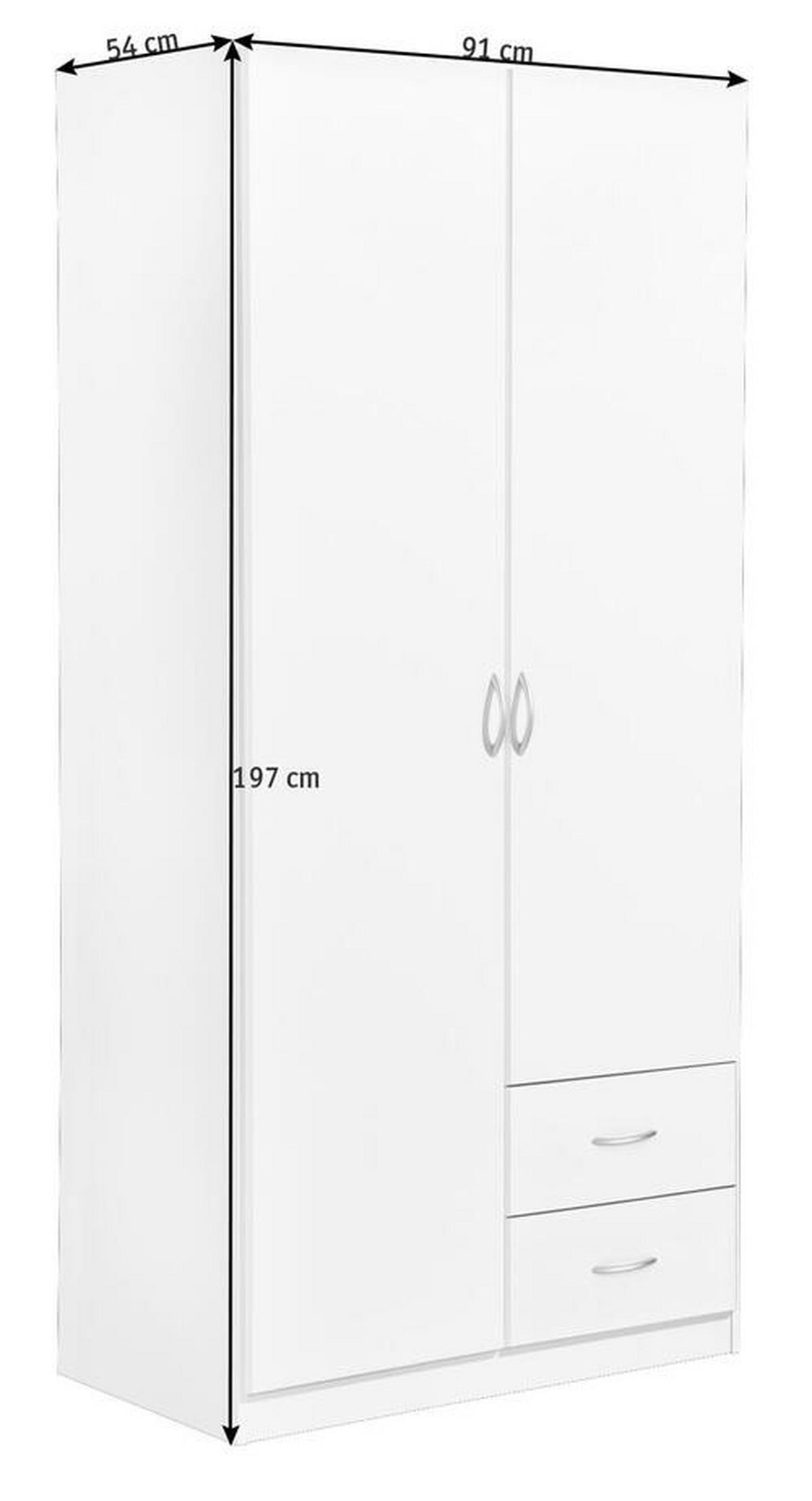 KLEIDERSCHRANK in Weiss  - Weiss/Silberfarben, Design, Holzwerkstoff/Kunststoff (91/197/54cm) - Boxxx