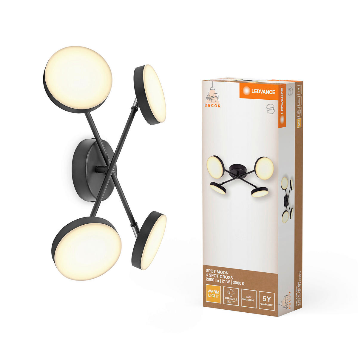 LED-STRAHLER 48,2/48,2/9,2 cm   - Design, Metall (48,2/48,2/9,2cm) - Ledvance
