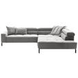 ECKSOFA Grau Cord Rücken echt, Kopfteilverstellung, Sitzvorzug  - Schwarz/Grau, KONVENTIONELL, Textil/Metall (311/219cm) - Hom`in