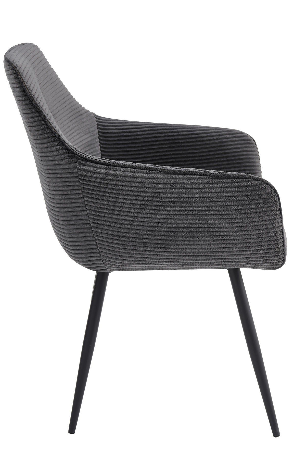 ARMLEHNSTUHL-SET 2 Stück  in Stahl Mikrofaser  - Anthrazit/Schwarz, MODERN, Textil/Metall (55/85/61cm) - MID.YOU