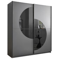  SCHIEBETÜRENSCHRANK 170,2/196,7/56 cm 2-türig  - Graphitfarben, Modern, Glas/Holzwerkstoff (170,2/196,7/56cm) - Livetastic