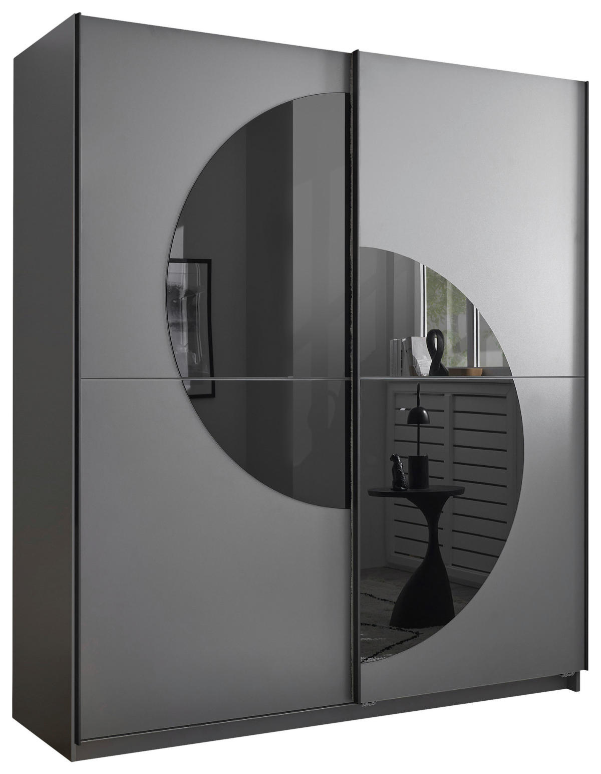  SCHIEBETÜRENSCHRANK 170,2/196,7/56 cm 2-türig  - Graphitfarben, Modern, Glas/Holzwerkstoff (170,2/196,7/56cm) - Livetastic