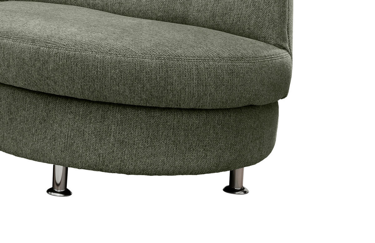 ECKSOFA in Chenille Dunkelgrün  275/236 cm  - Chromfarben/Dunkelgrün, MODERN, Textil/Metall (275/236cm) - Livetastic
