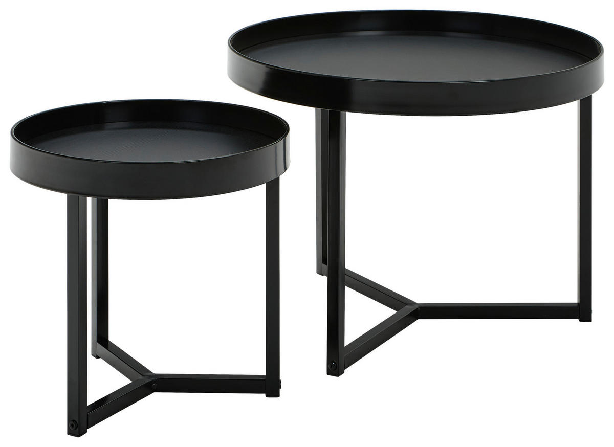 COUCHTISCHSET in Metall, Holzwerkstoff  - Schwarz, Design, Holzwerkstoff/Metall - MID.YOU