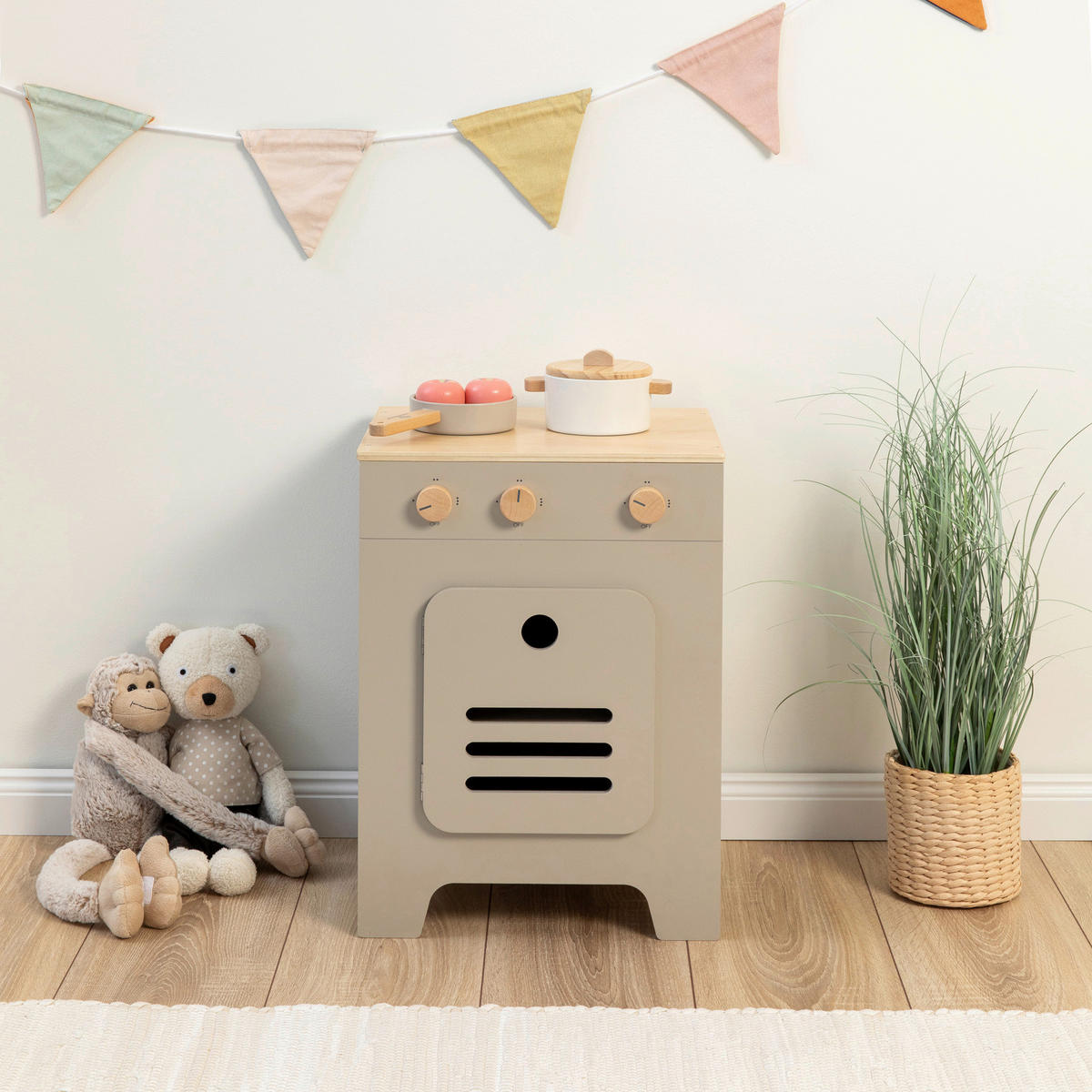 KINDERKÜCHE MIX & MATCH  - Naturfarben/Grau, Basics, Holz/Holzwerkstoff (35/31,5/48cm) - MUSTERKIND
