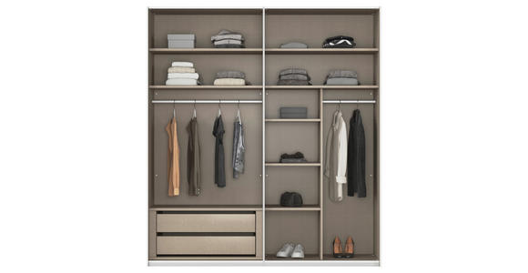 SCHWEBETÜRENSCHRANK 201/223/68 cm 2-türig Weiß - Alufarben/Weiß, KONVENTIONELL, Glas/Holzwerkstoff (201/223/68cm) - Novel