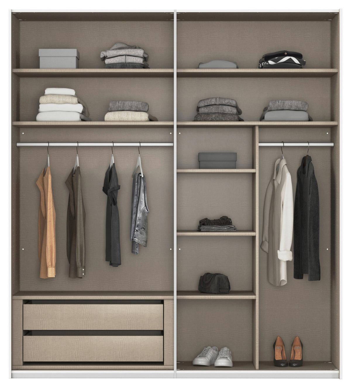 SCHWEBETÜRENSCHRANK in Grau  - Grau, Konventionell, Glas/Holzwerkstoff (201/223/68cm) - Novel