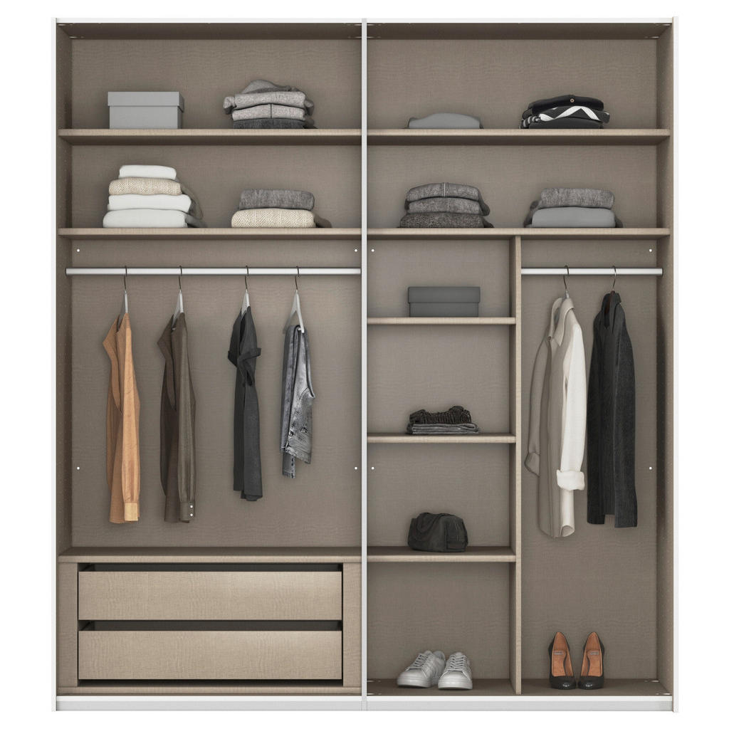 Thumbnail - Novel Schwebetürenschrank Covalo, Grau, Weiß, Metall, 7 Fächer, 201x223x68 cm, Blauer Engel, Goldenes M, BQ - Bündnis fü...