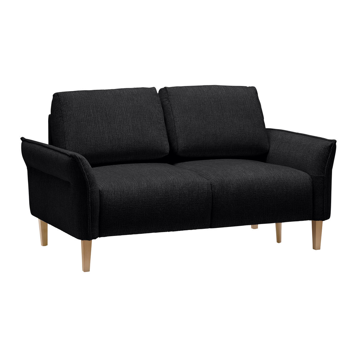 2-SITZER-SOFA in Webstoff Schwarz  - Eichefarben/Creme, Modern, Holz/Textil (150/85/92cm) - MID.YOU