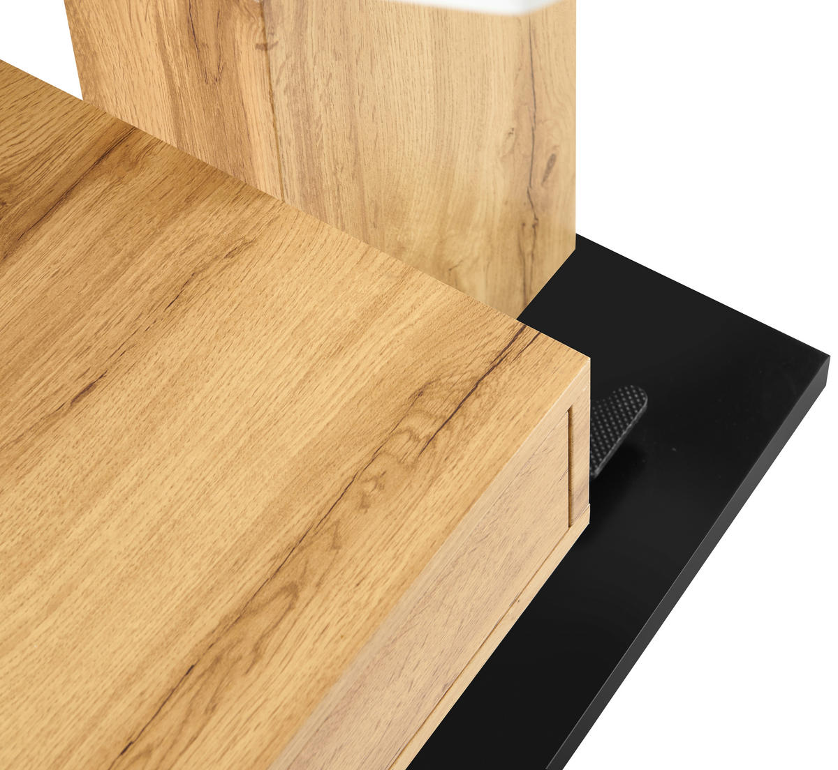 COUCHTISCH 110/70/47.5-66.5 cm quadratisch Schwarz, Weiß, Eichefarben  - Eichefarben/Schwarz, Design, Holzwerkstoff/Metall (110/70/47.5-66.5cm) - MID.YOU