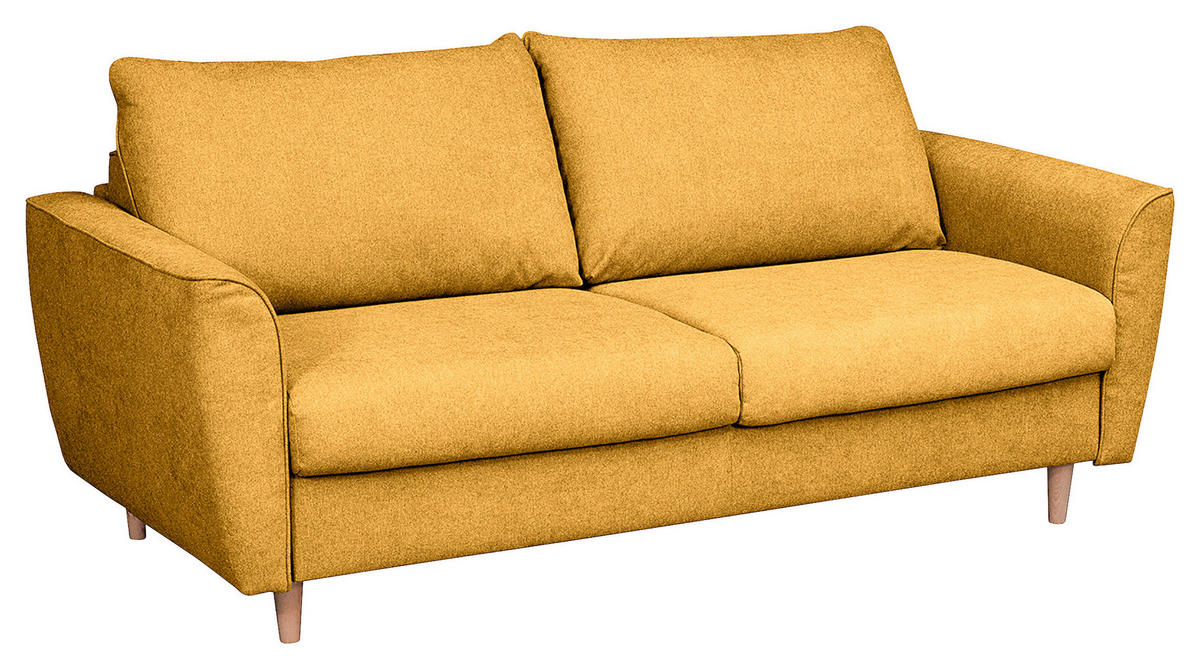SCHLAFSOFA in Textil Senfgelb  - Buchefarben/Senfgelb, Design, Holz/Textil (195/90/102cm) - Livetastic