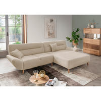 ECKSOFA  Bouclé Beige  - Wildeiche/Beige, Konventionell, Holz/Textil (290/166cm) - MID.YOU