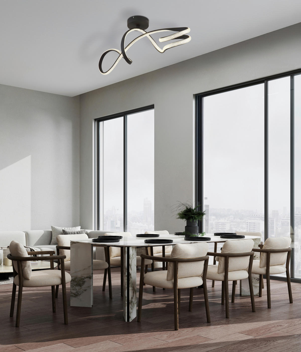 LED-DECKENLEUCHTE    90,8/28/33 cm  - Klar/Schwarz, Design, Kunststoff/Metall (90,8/28/33cm) - Globo