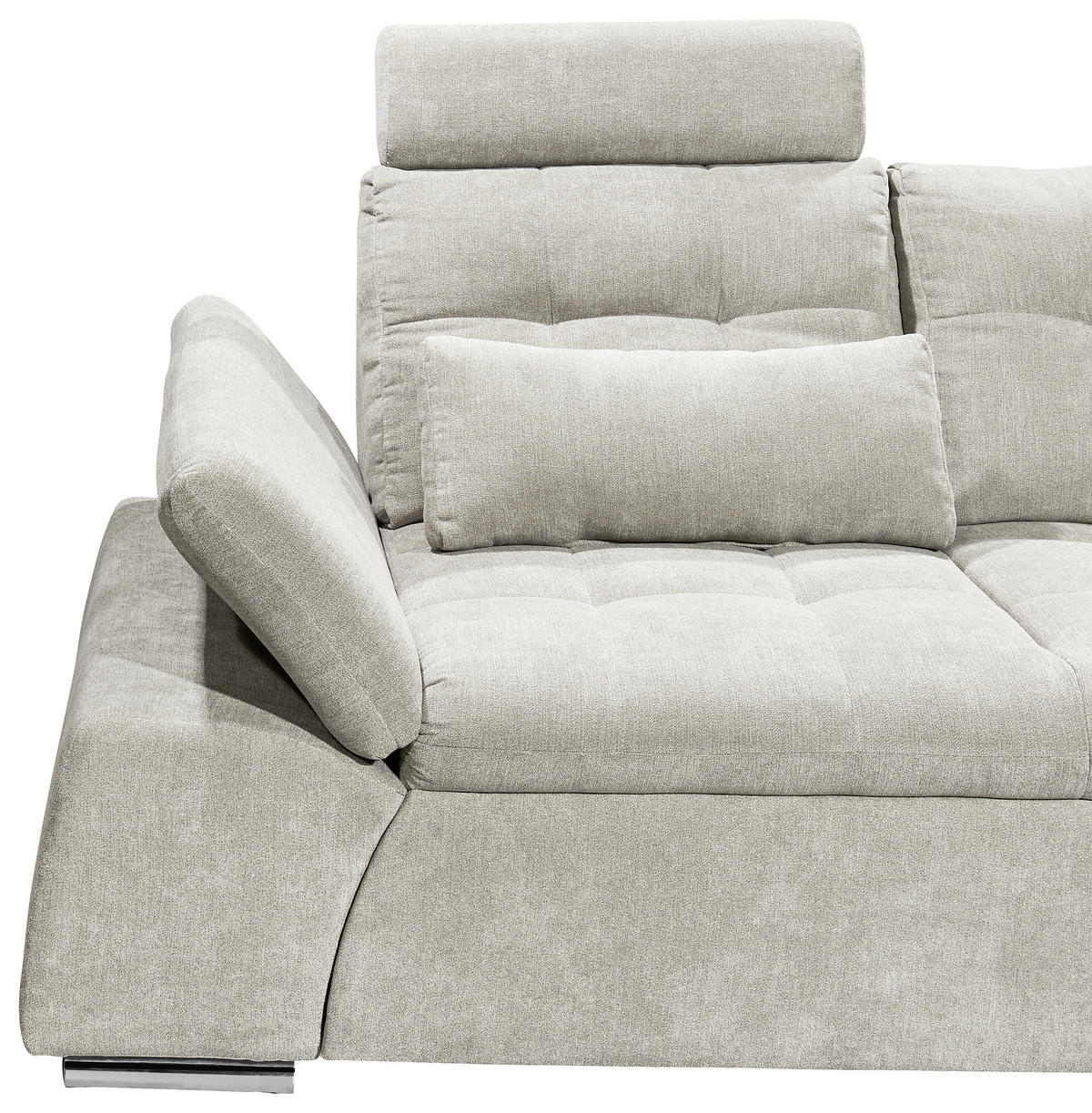 ECKSOFA in Mikrovelours Schlammfarben  - Schlammfarben/Silberfarben, Konventionell, Holzwerkstoff/Kunststoff (268/170cm) - MID.YOU