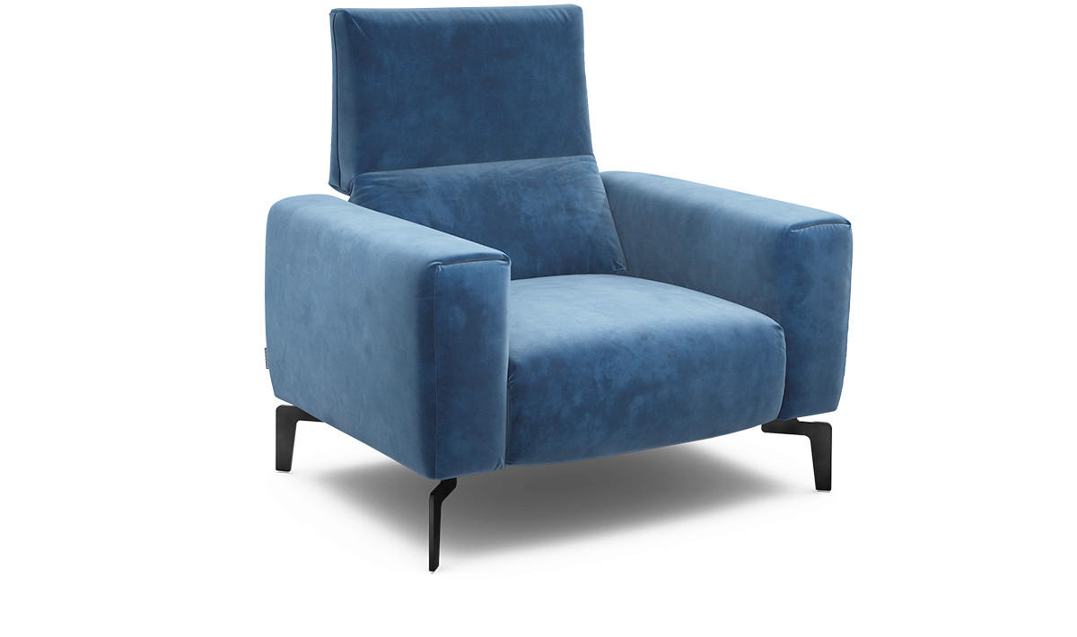 SESSEL Samt Blau    - Blau/Schwarz, Design, Textil/Metall (110/85/86-94cm) - SENSOO