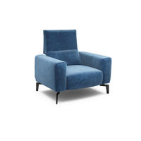 SESSEL Samt Blau    - Blau/Schwarz, Design, Textil/Metall (110/85/86-94cm) - SENSOO